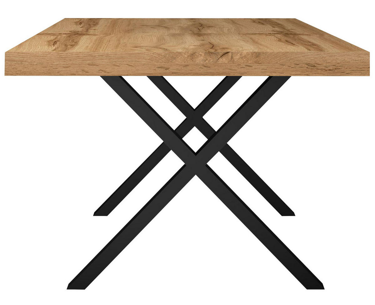 ESSTISCH Elgin 4 210x80x100 Metall+Holzwerkstoff Schwarz/Wotan Eiche - Eiche Wotan/Schwarz, Holzwerkstoff (210/100/80cm) - 58aufmkessel