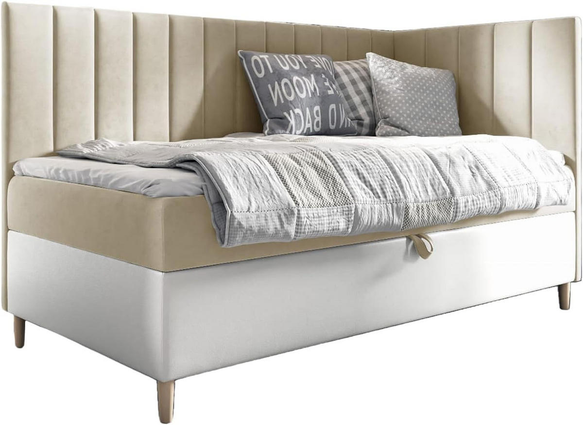 KINDERBETT MAYA 3 - Beige/Weiß, Holzwerkstoff (86/208cm) - Meblini