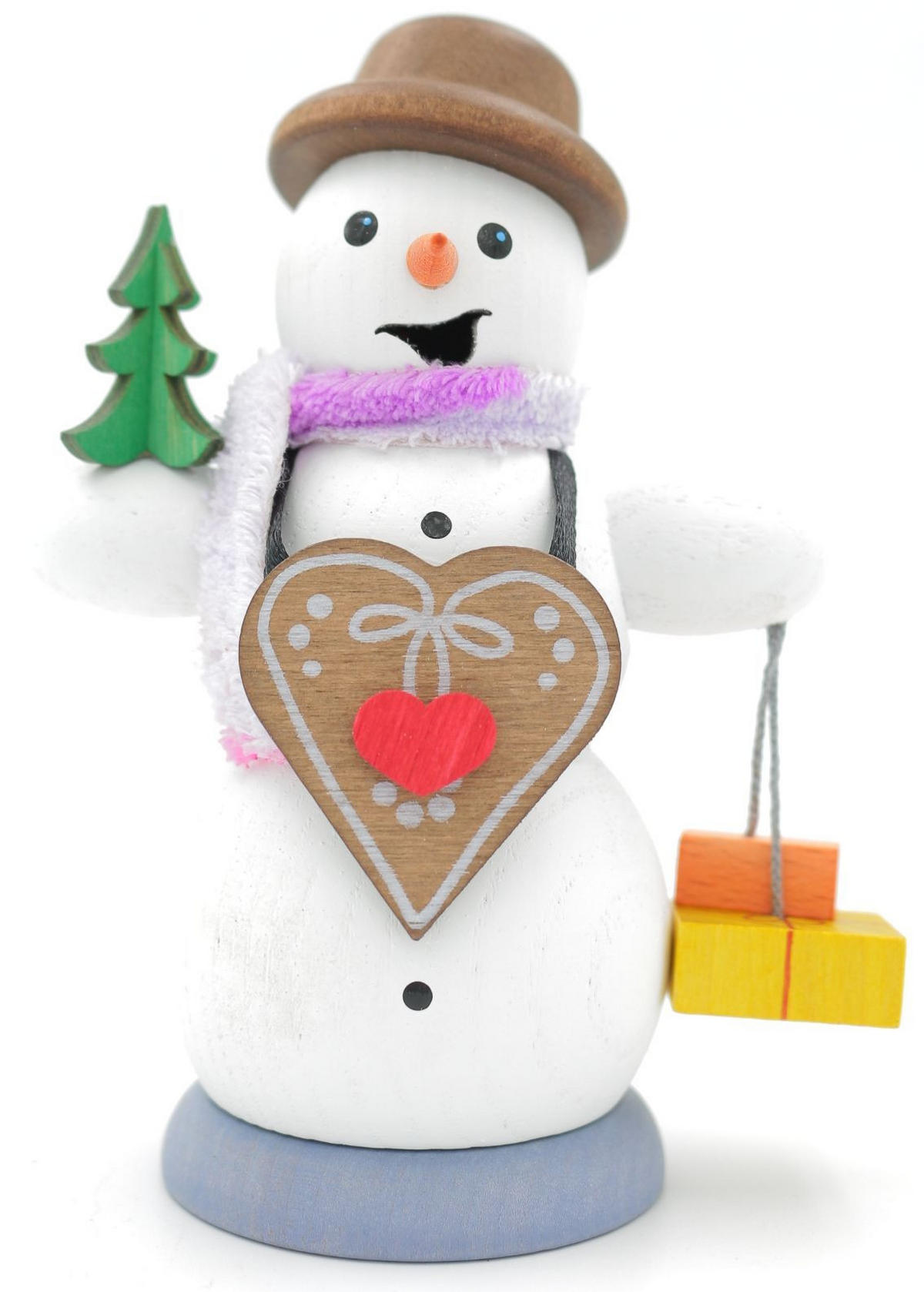 RAUCHFIGUR Schneemann mit Lebkuchenherz 13 cm - Multicolor, Holz (6/13/10cm)