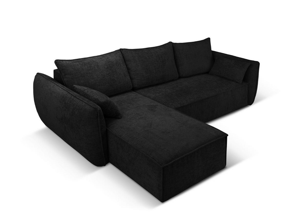 AUSKLAPPBARES-ECKSOFA links mit Container Kaelle aus Chenille-Stoff schwarz 4 Sitzplätze - Schwarz, Textil (165/252cm) - Micadoni