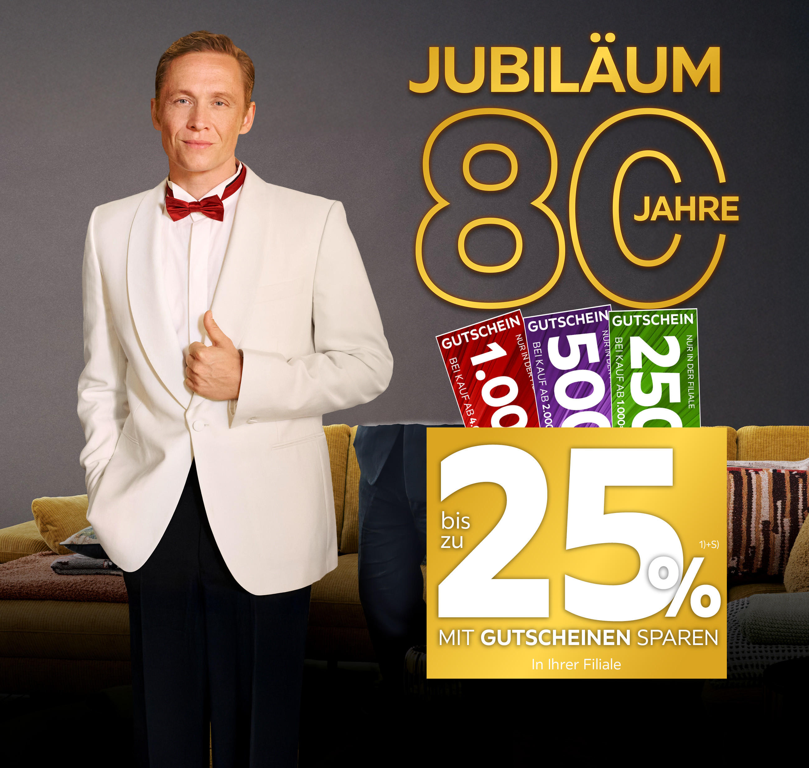 80 Jahre Jubiläum - Bis zu 25% mit Gutscheinen sparen in Ihrer Filiale