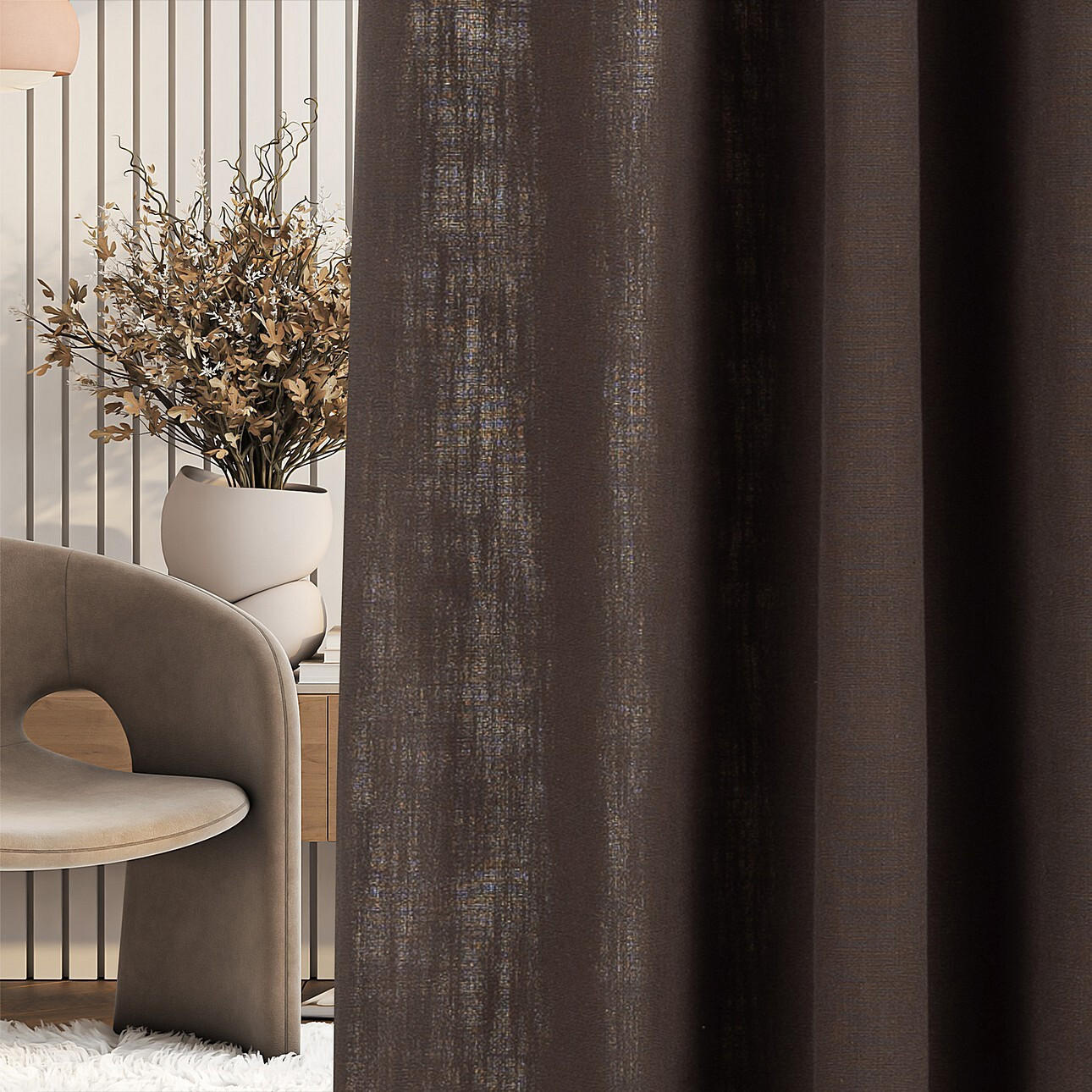 Thumbnail - Dekoria Fertigvorhang, Dunkelbraun, Textil, Uni, 140x280 cm, Oeko-Tex®, Wohntextilien, Gardinen & Vorhänge, Fertiggardin...