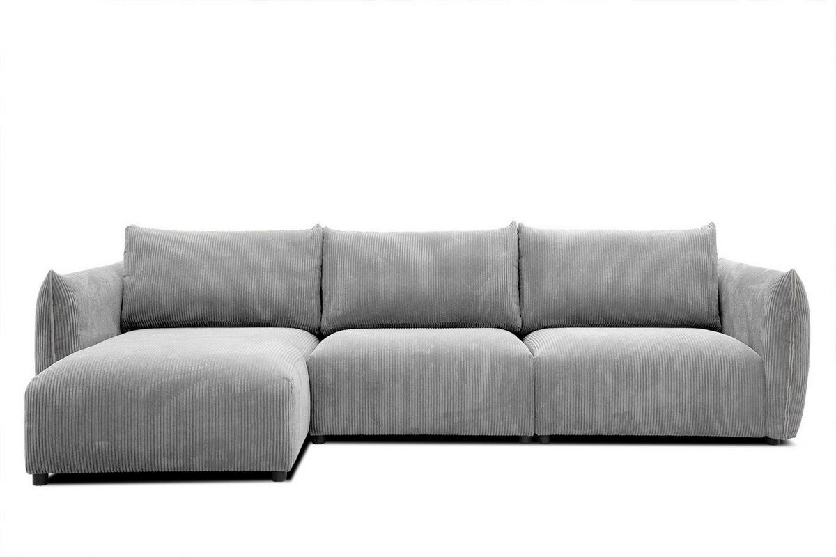 ECKSOFA TAUER 5-Sitzer, hellgrau - Hellgrau/Schwarz, Holzwerkstoff/Kunststoff (173/294cm) - Courtois Laville