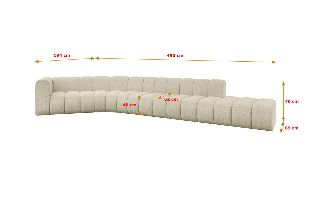 ECKSOFA modulares Sofa Tilmo-L2 - 490x194x70 cm Beige - Beige, Holzwerkstoff/Textil (490/194cm) - ALTDECOR