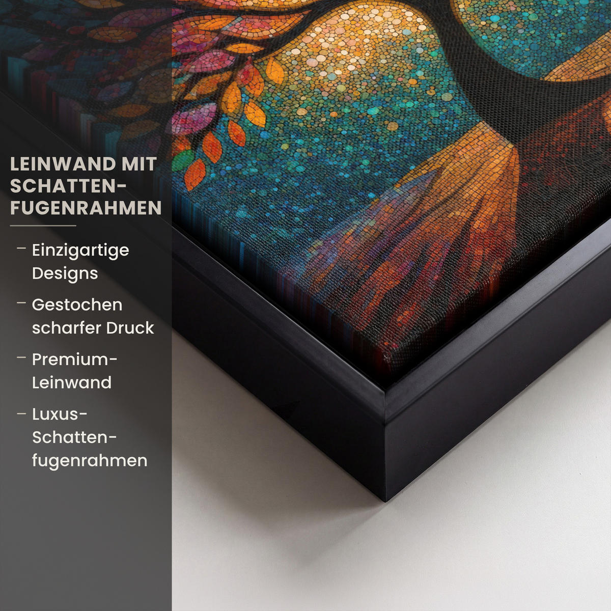 LEINWAND Bilder mit Rahmen - Mosaik - Bunt - Baum - Äste - 20x20 - Multicolor, Textil (20/20cm) - MuchoWow