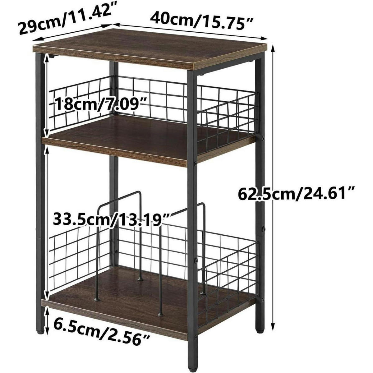 STANDREGAL mit 3 Ebenen Grau - Braun, Holzwerkstoff (40/29/62.5cm)