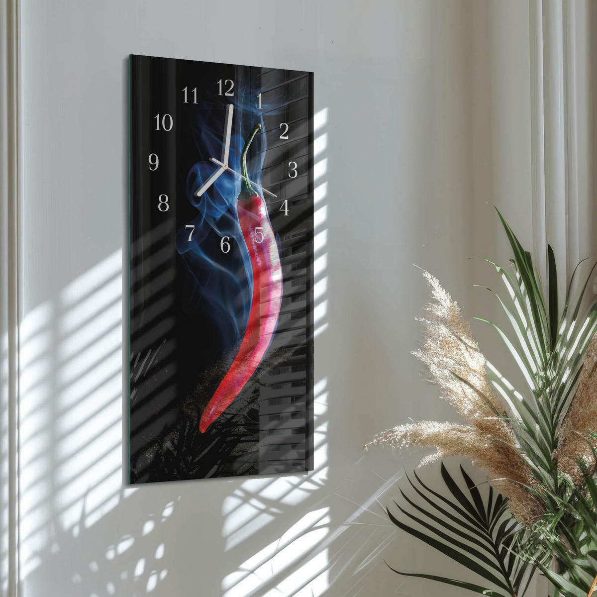 WANDUHR 30x60 cm - Feuer - Multicolor, Glas (30/60/0.4cm) - TULUP