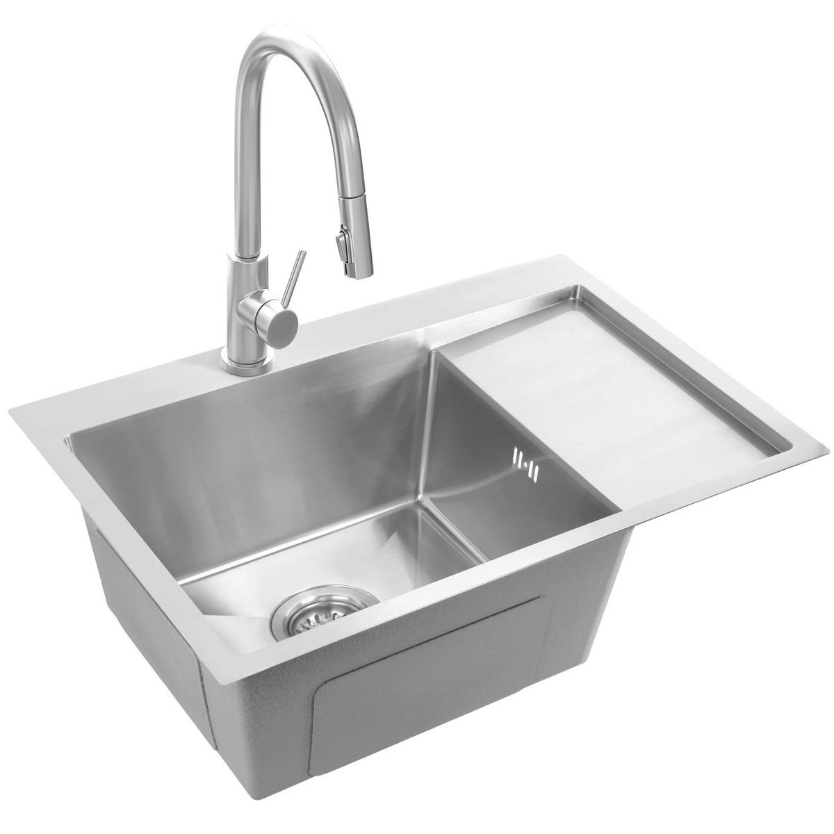 EDELSTAHLSPÜLE Rea Fin Brush Nickel ohne Küchenarmatur - Nickelfarben, Metall (48/19/62cm) - REA
