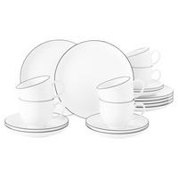 KAFFEESERVICE RUND Lido Black Line schwarz-weiß 18er Set - Schwarz/Weiß, Keramik (24/18.1/43cm) - Seltmann Weiden