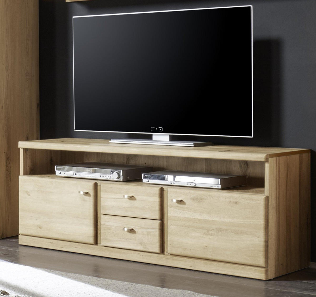 LOWBOARD Teilmassiv Ianisha 143x56x46 TV-Unterteil Wildeiche Bianco geölt - Naturfarben, Holz (143/56/46cm) - 58aufmkessel