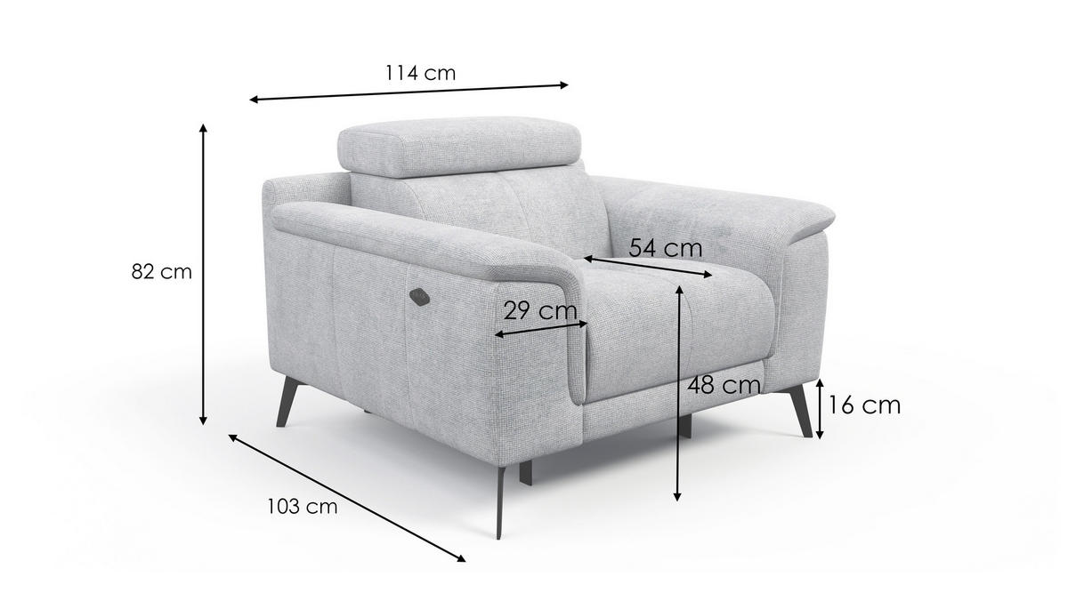 SESSEL FIERO mit Relaxfunktion, orange - Schwarz/Orange, Holzwerkstoff/Textil (114/82/103cm) - Courtois Laville