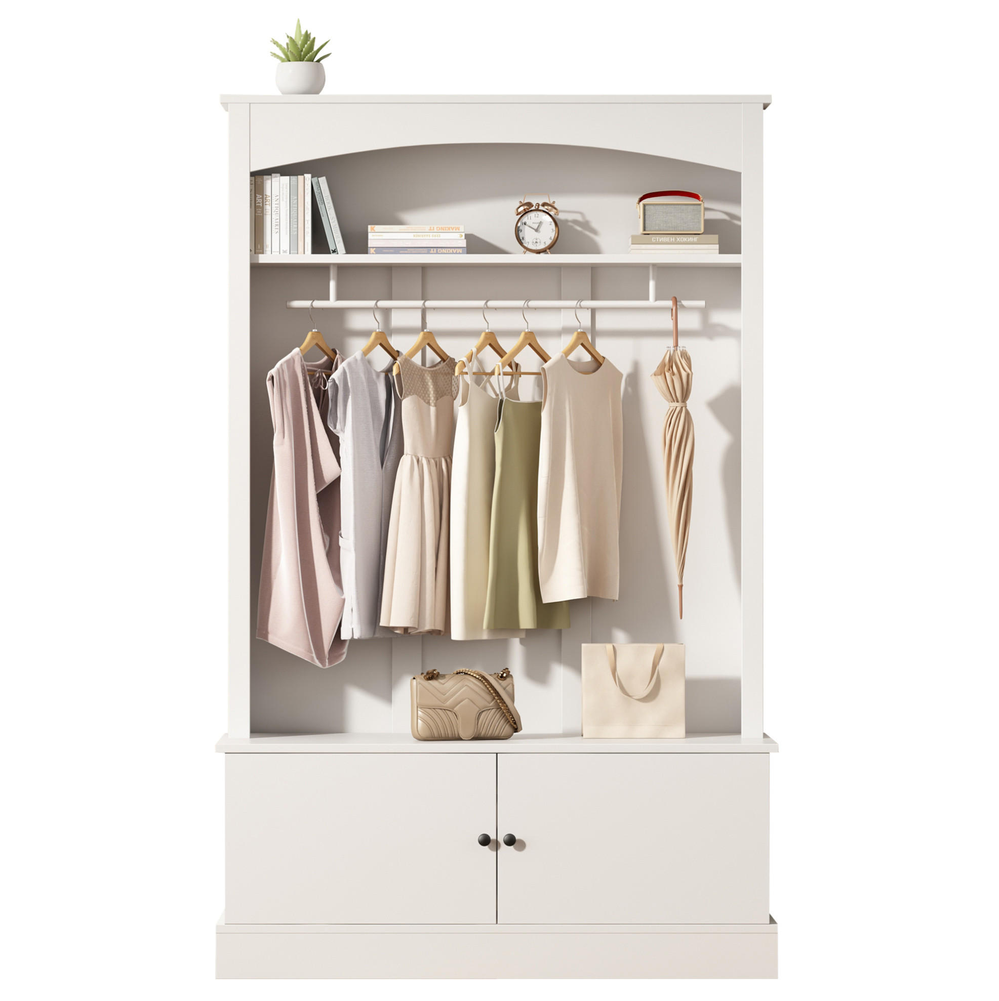 GARDEROBE mit Schuhbank 120 x 40 x 190 cm Weiß - Weiß, Holzwerkstoff (40/190/120cm) - Beauniv