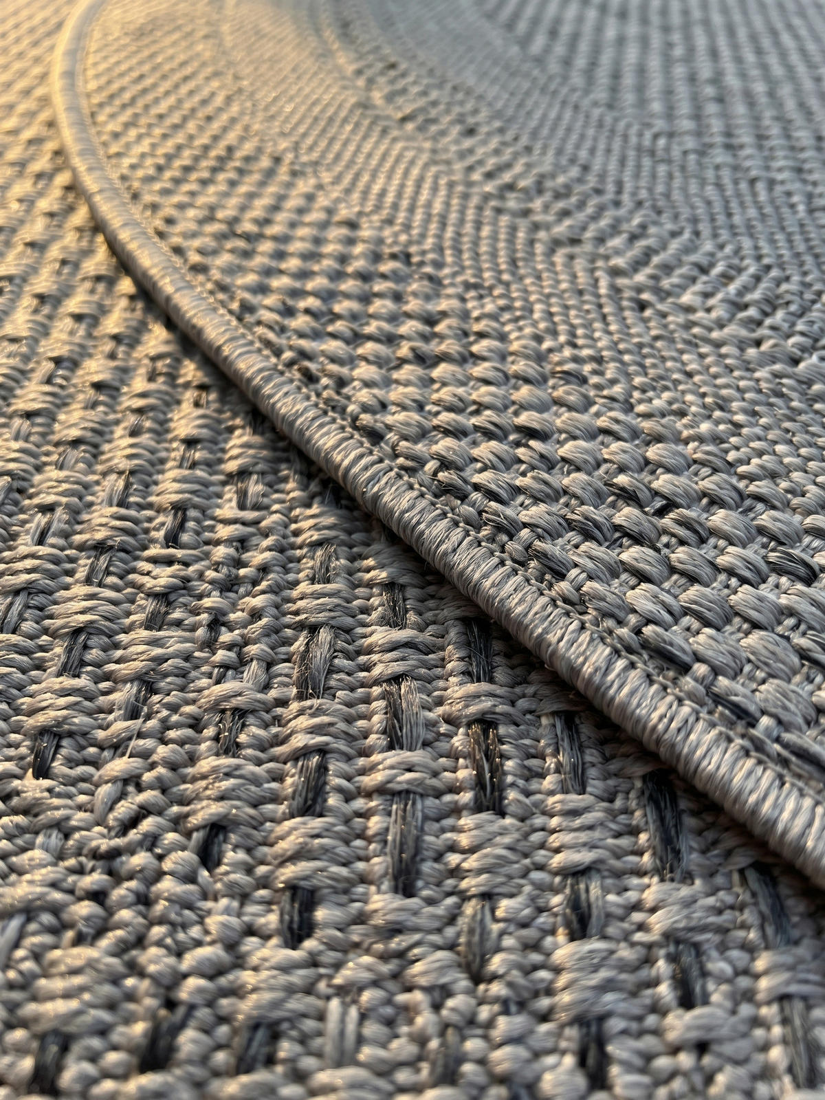 TEPPICH Outdoor VENTOUX in Grau, mit Bordüre, Ø 200 cm - Grau, Textil (200/200cm) - KADIMA DESIGN