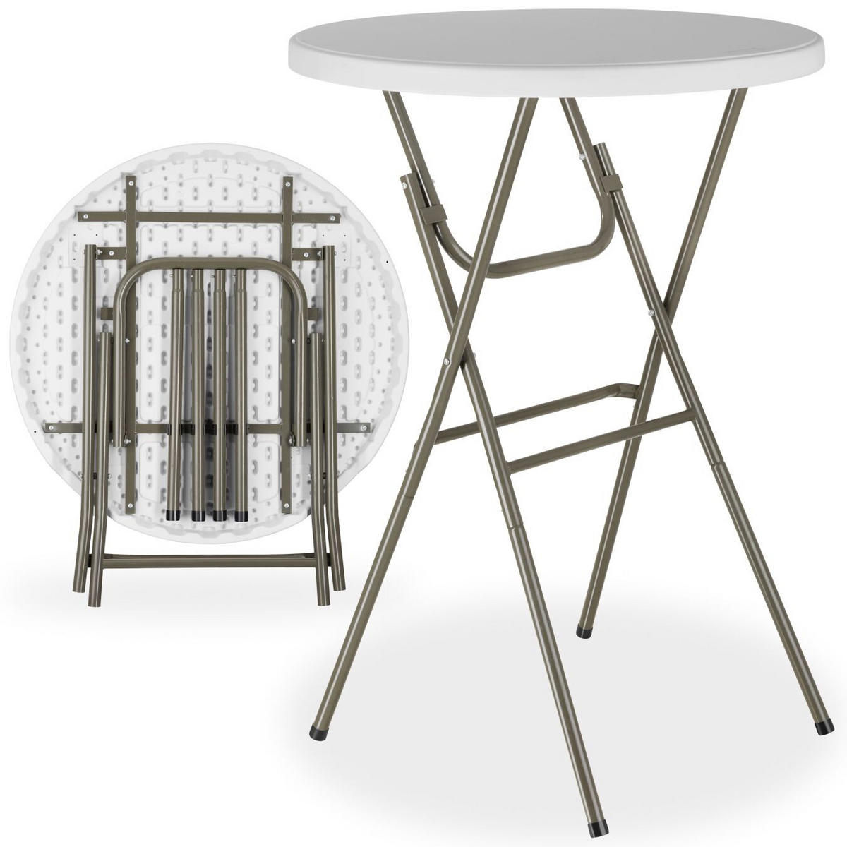 STEHTISCH Pascal,standfest mit bodenschonenden Kunststofffüßen,weiß - Weiß, Metall (80/80/110cm) - tectake