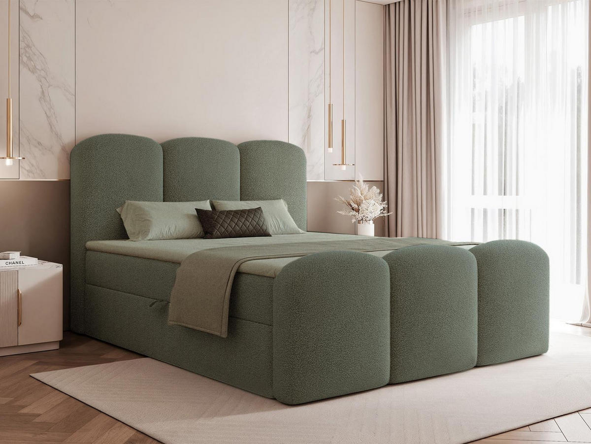 BOXBETT 140x200 VELIA Grün - Grün, Holzwerkstoff/Textil (140/200cm) - Compleo24