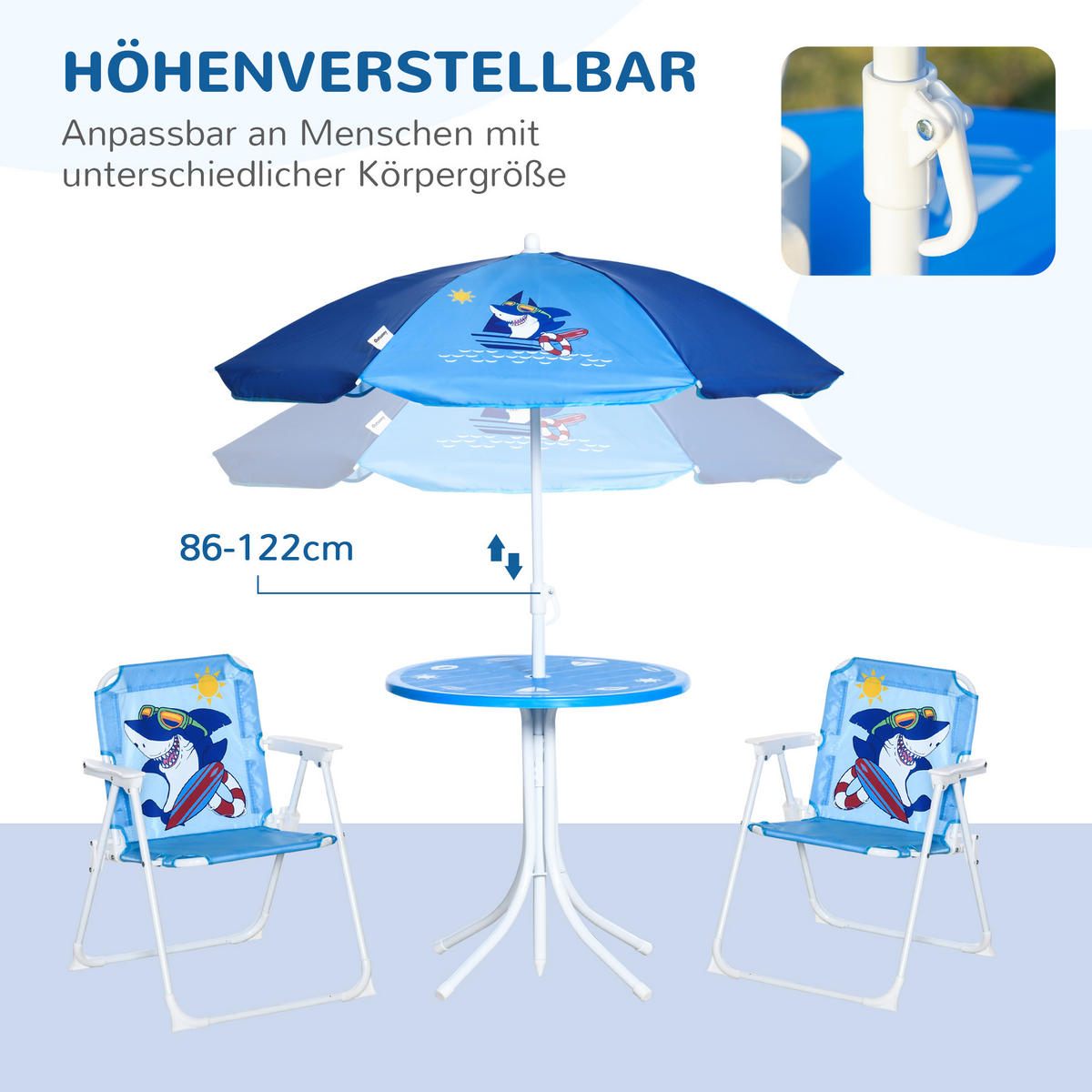 KINDERSITZGRUPPE, Blau, Metall, Polyester - Blau, Metall - Outsunny