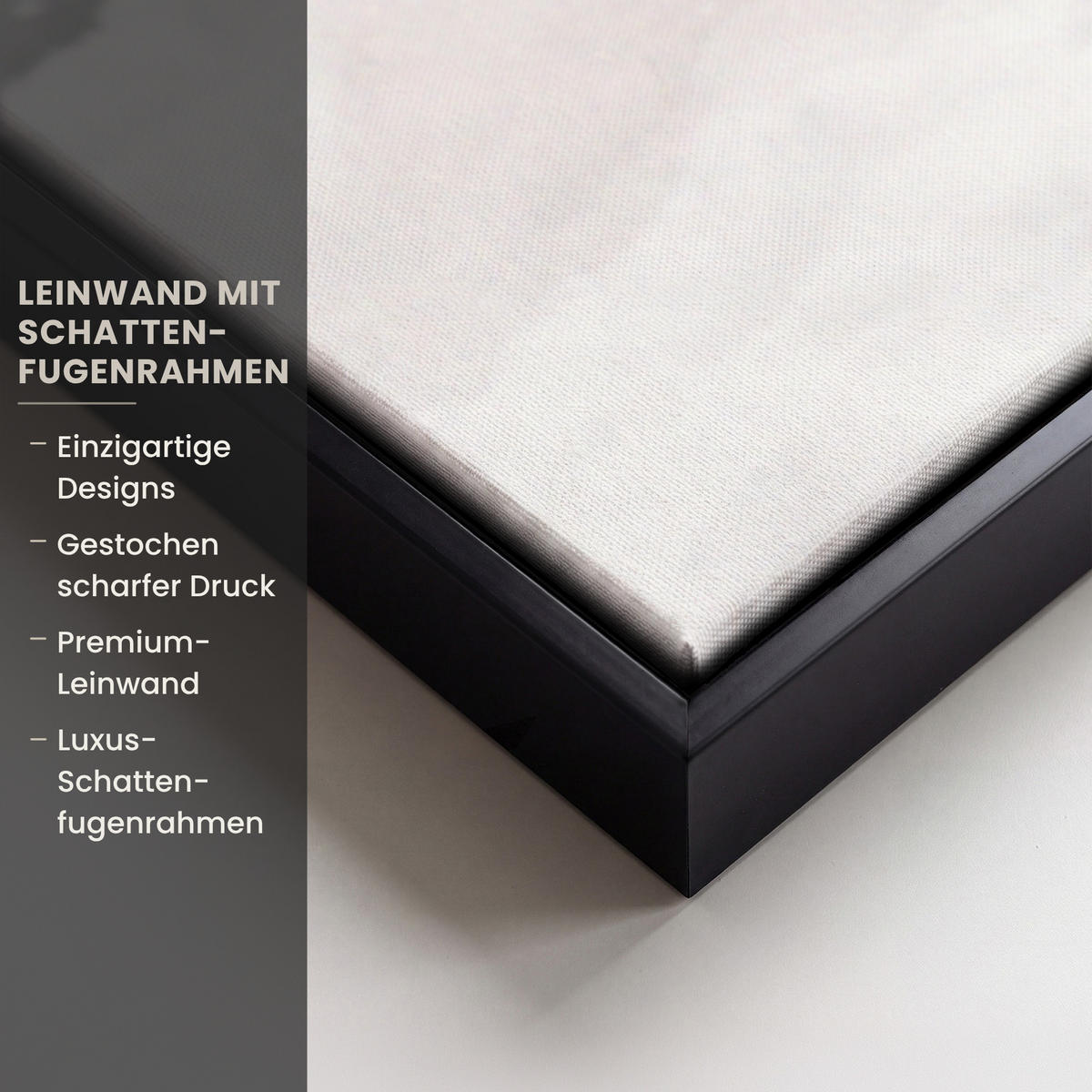 LEINWAND Bilder mit Rahmen - Wolf - Winter - Schnee - Natur - Tiere - 60x90 - Haselnussfarben, Textil (60/90cm) - MuchoWow
