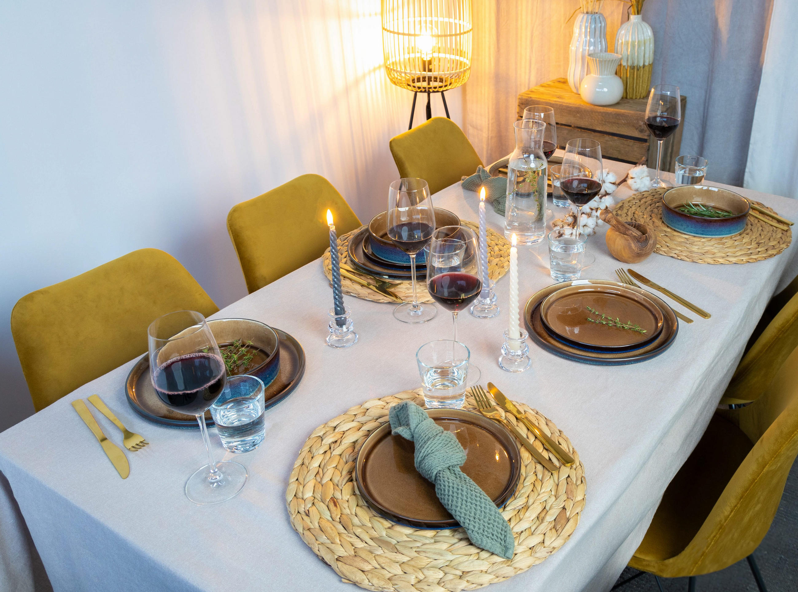 GESCHIRRSET Quintana Amber 18-teilig - Braun, Keramik (2/2/1cm) - Cosy & Trendy