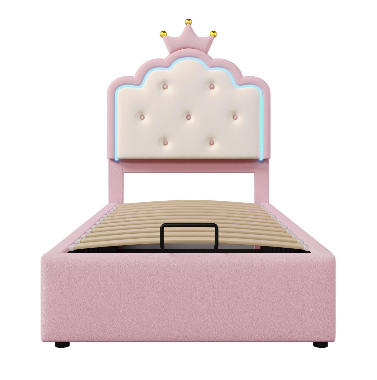 POLSTERBETT 90/200 cm Rosa aus PU mit Lattenrost - Rosa, Kunststoff (90/200cm) - OKMYHOME