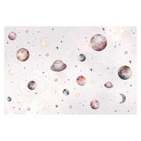 FOTOTAPETE Aquarell Planeten, Mond und Sterne 432/290 cm - Pastellblau, Papier (432/290cm) - Bilderwelten