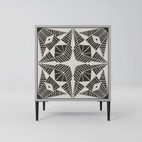 SIDEBOARD MONOCHROME NEXUS, Grau, 57,5x42x72,5 cm, Schwarze Metallfüße - Multicolor/Schwarz, Holzwerkstoff/Metall (57.5/72.5/42cm) - SpaceRebels