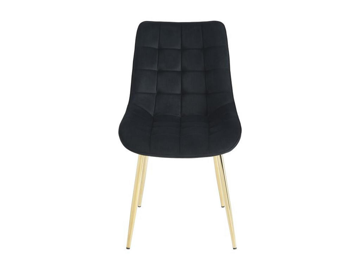 POLSTERSTUHL 2er-Set - Samt & goldfarbenes Metall - Schwarz - OLLUA - Schwarz, Textil (60/87/49.5cm) - Vente-Unique