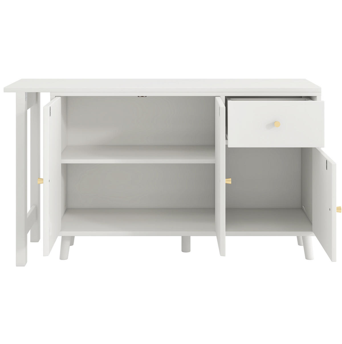 SCHREIBTISCH 120/40/74,5 cm drehbar mit Sideboard und Schublade in Weiß - Weiß, Holzwerkstoff (120/40/74.5cm) - BEAOK