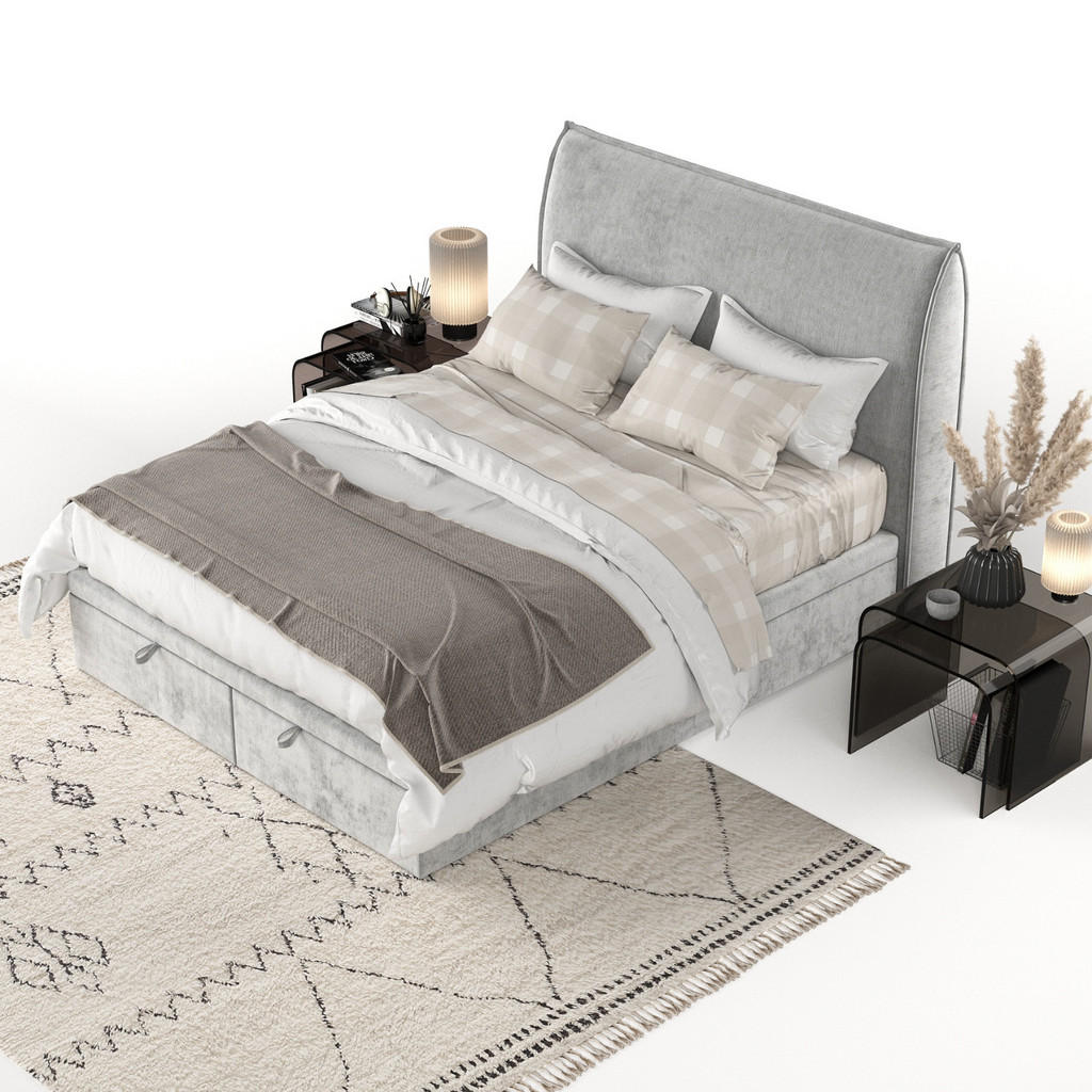 Thumbnail - AltaBeds Polsterbett, Hellgrau, Textil, Buche, Kiefer, 140x200 cm, Oeko-Tex® Standard 100, Handmade in Europe, Schlafzim...