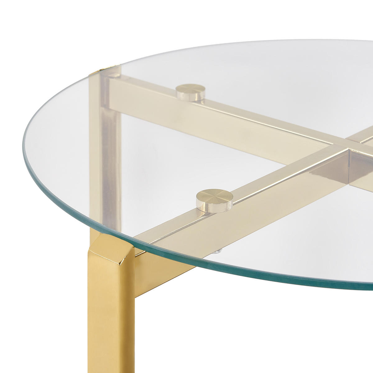 BEISTELLTISCH Gold/Heller Holzfarbton Lovell - Hellbraun/Goldfarben, Metall (50/50/55cm) - Beliani