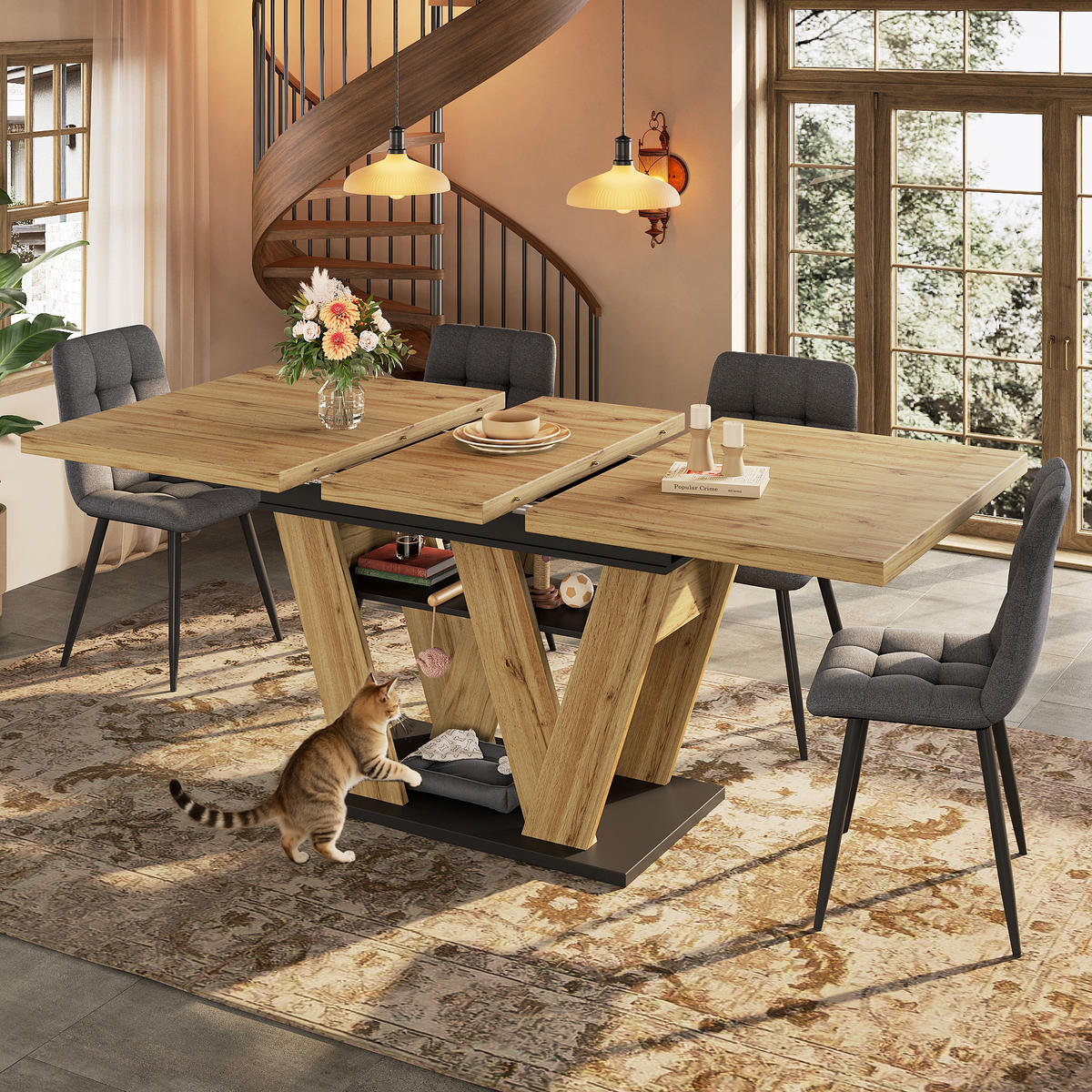 ESSTISCH Teleskop 119-158Cm W Beine Holzfarbe - Multicolor, Holzwerkstoff (80/119/75cm) - FLIEKS