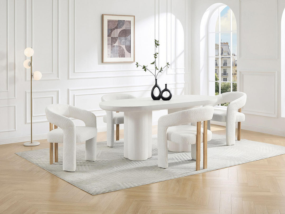 STUHL - 65 cm x 58 cm - stoff - naturfarben hell, weiß Noreti - Naturfarben/Weiß, Textil (65/79/58cm) - Vente-Unique