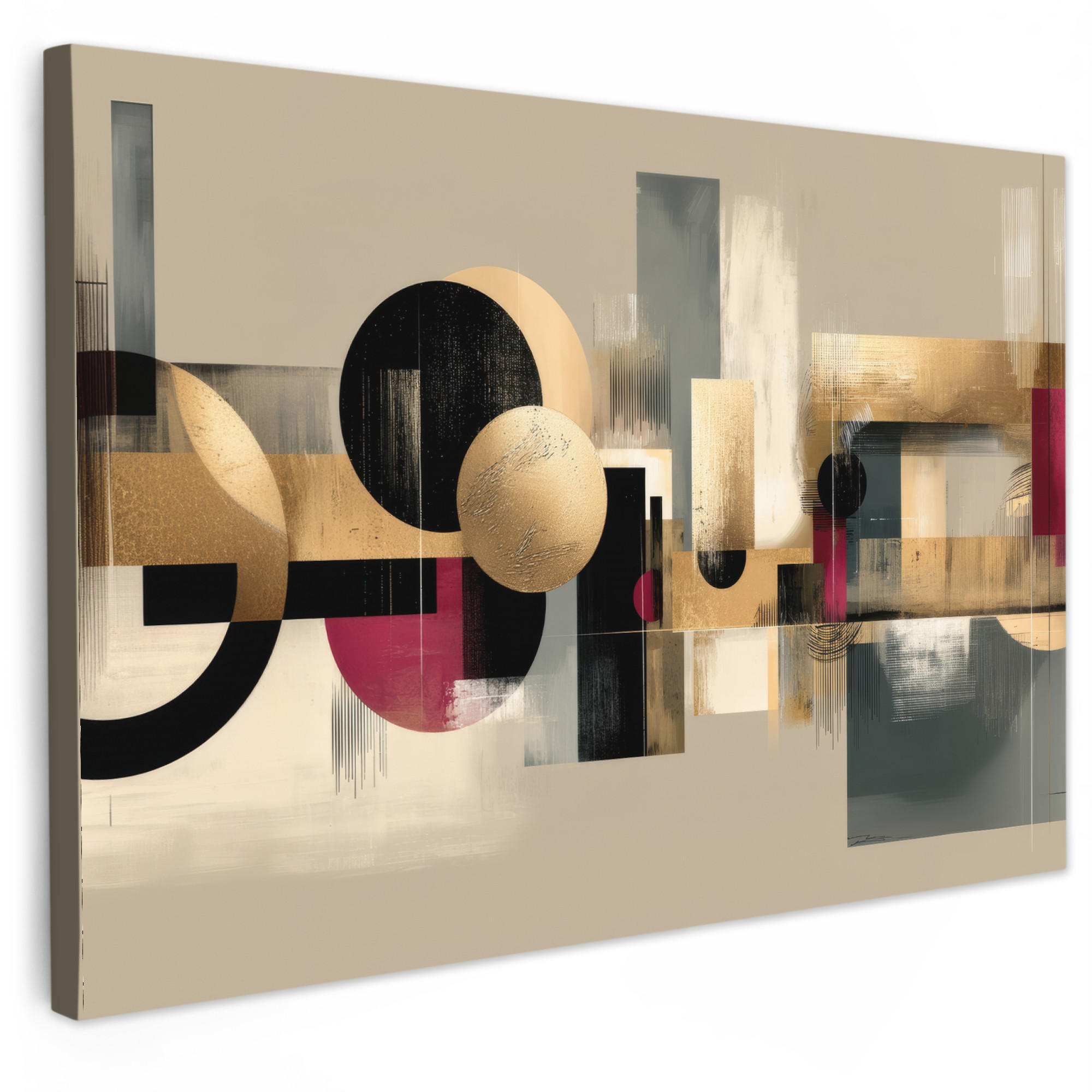 SLIKA NA PLATNU Geometrijski 140x90 cm - bež, tekstil (140/90cm) - MuchoWow
