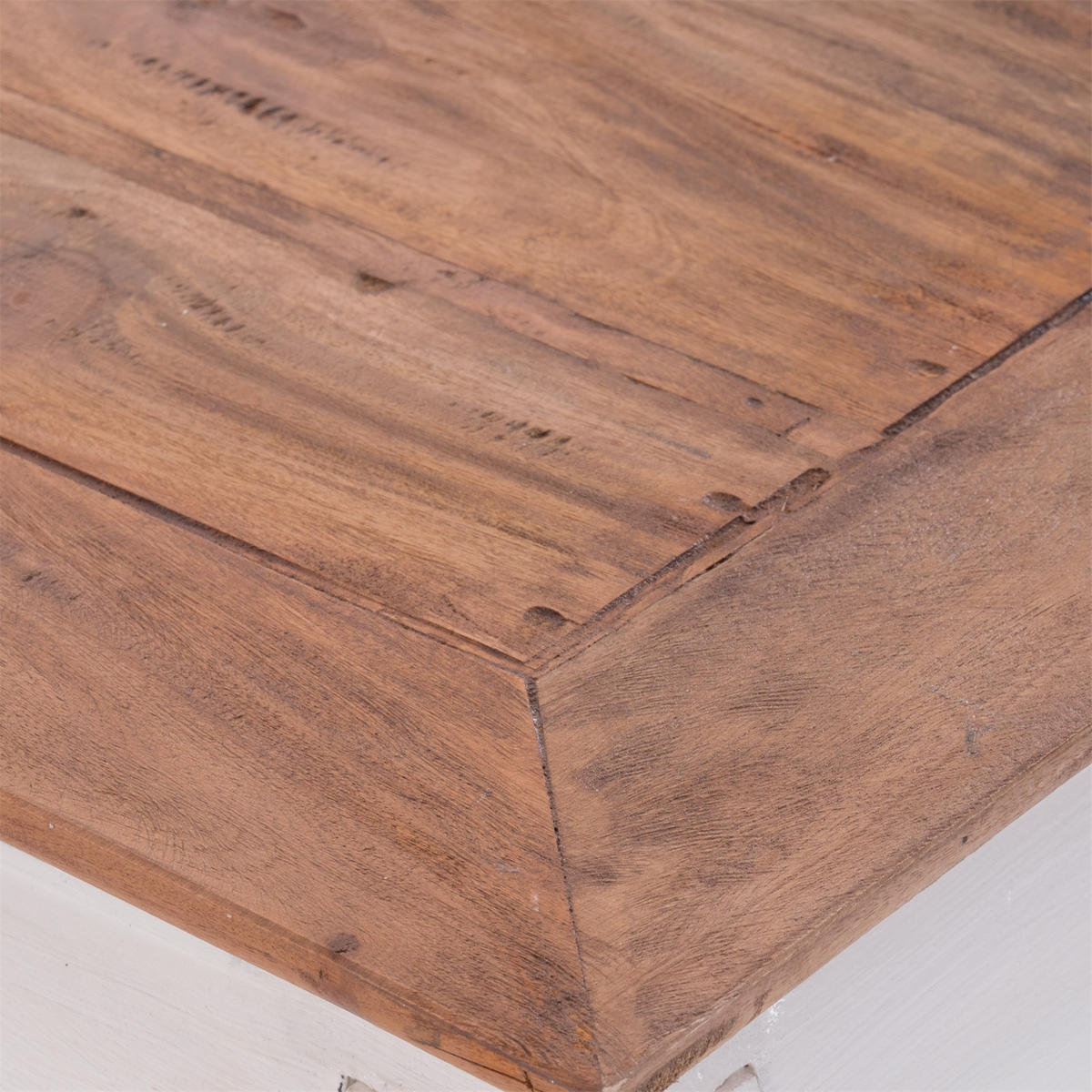 OPIUMTISCH EAST 100 Mahagoni Recyclingholz massiv 06 weiß-landhaus - Weiß, Holz (60/100/41cm) - DESIGN DELIGHTS