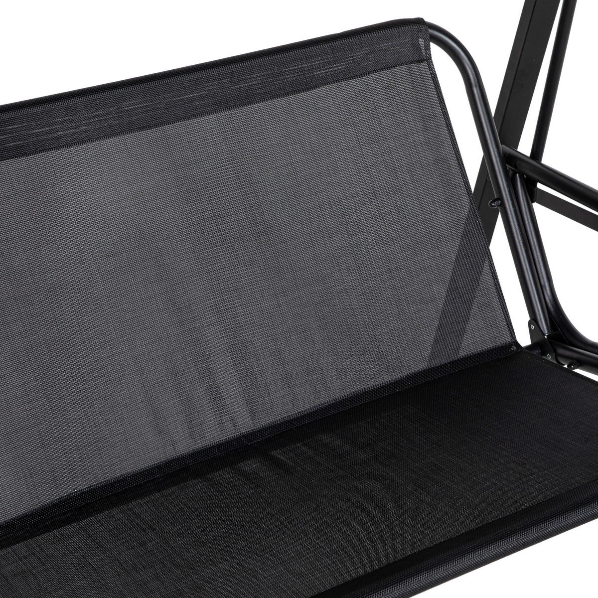 HOLLYWOODSCHAUKEL 2-Sitzer mit Verstellbarem Dach - Schwarz, Metall (116/172/145cm) - Outsunny