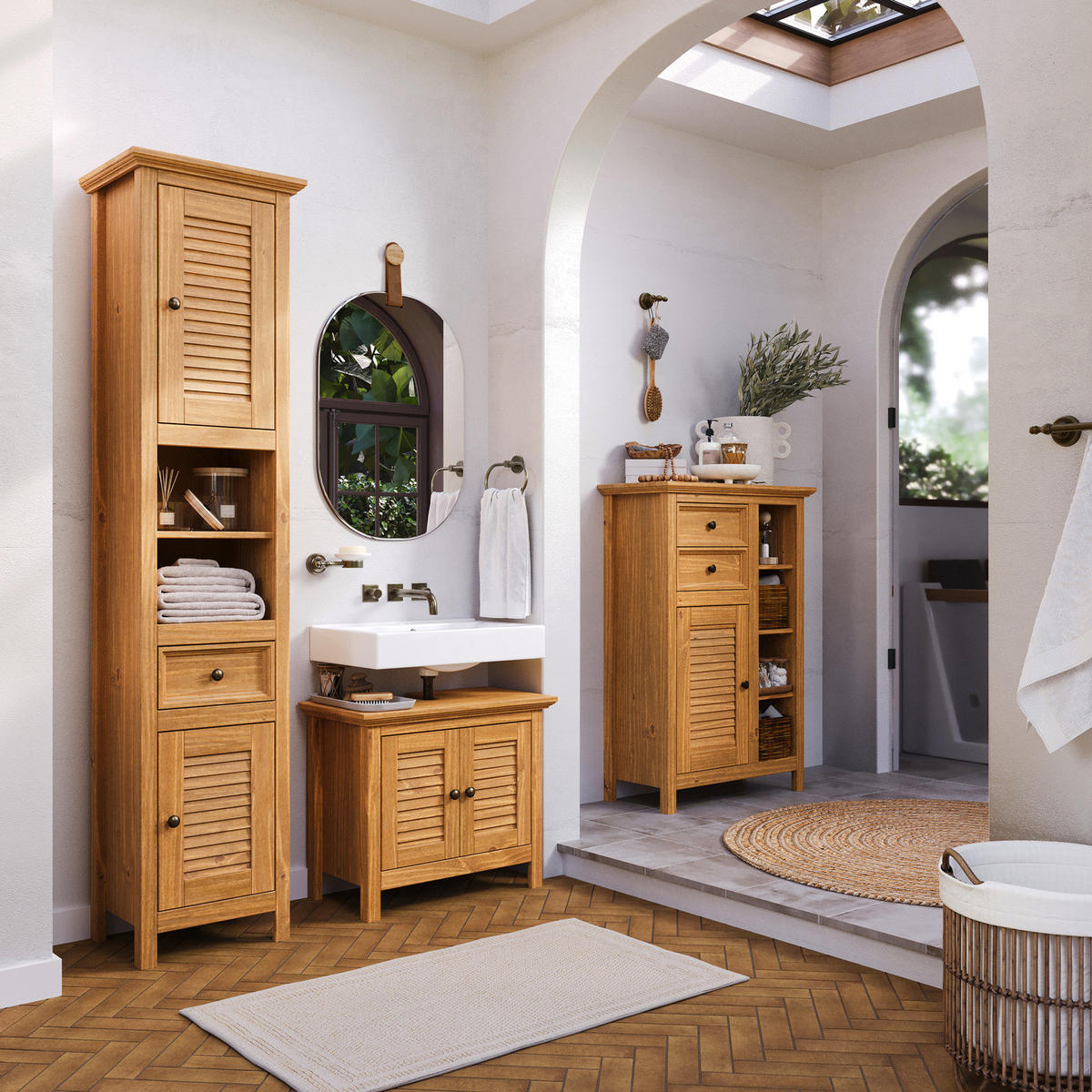 MASSIVER HOCHSCHRANK - Kiefer - Kieferfarben, Holz (45/190/35cm) - home24