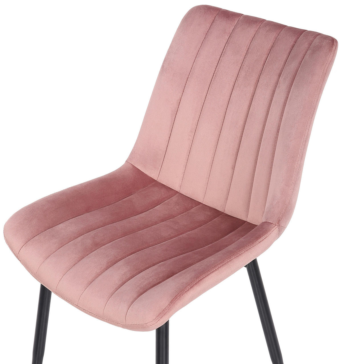STUHL 2er Set Samt pink - Pink/Schwarz, Textil/Metall (46/82/61cm) - CLP