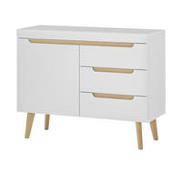 SIDEBOARD weiß, Eiche, skandinavisch 107 cm, Kommode mit Soft-Close-Funktion - Eichefarben/Weiß, Holz/Holzwerkstoff (107/83/40cm) - Furn.Design