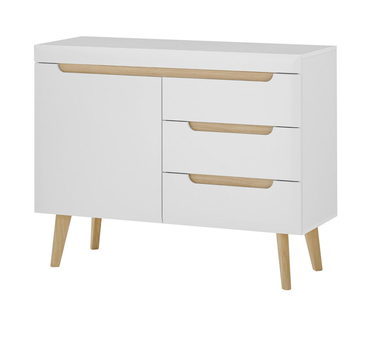 SIDEBOARD weiß, Eiche, skandinavisch 107 cm, Kommode mit Soft-Close-Funktion - Eichefarben/Weiß, Holz/Holzwerkstoff (107/83/40cm) - Furn.Design