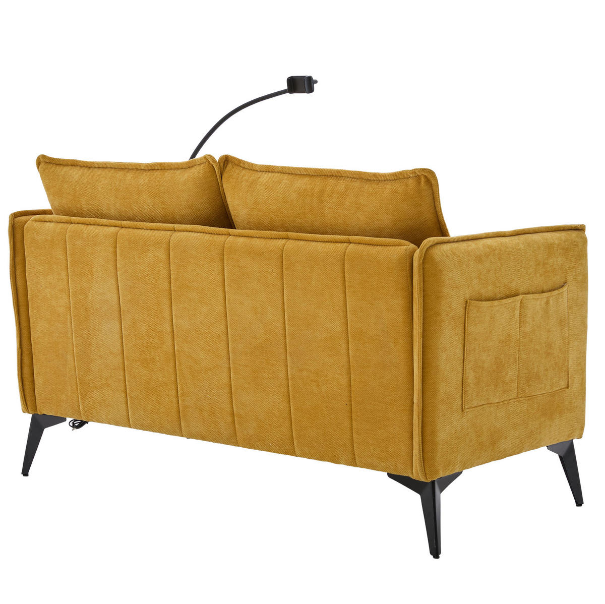 SOFA 2-Sitzer mit Handyhalterung und Ablagefächern Chenille Gelb 127/69/66 cm - Gelb, Textil (127/66/69cm) - OKWISH