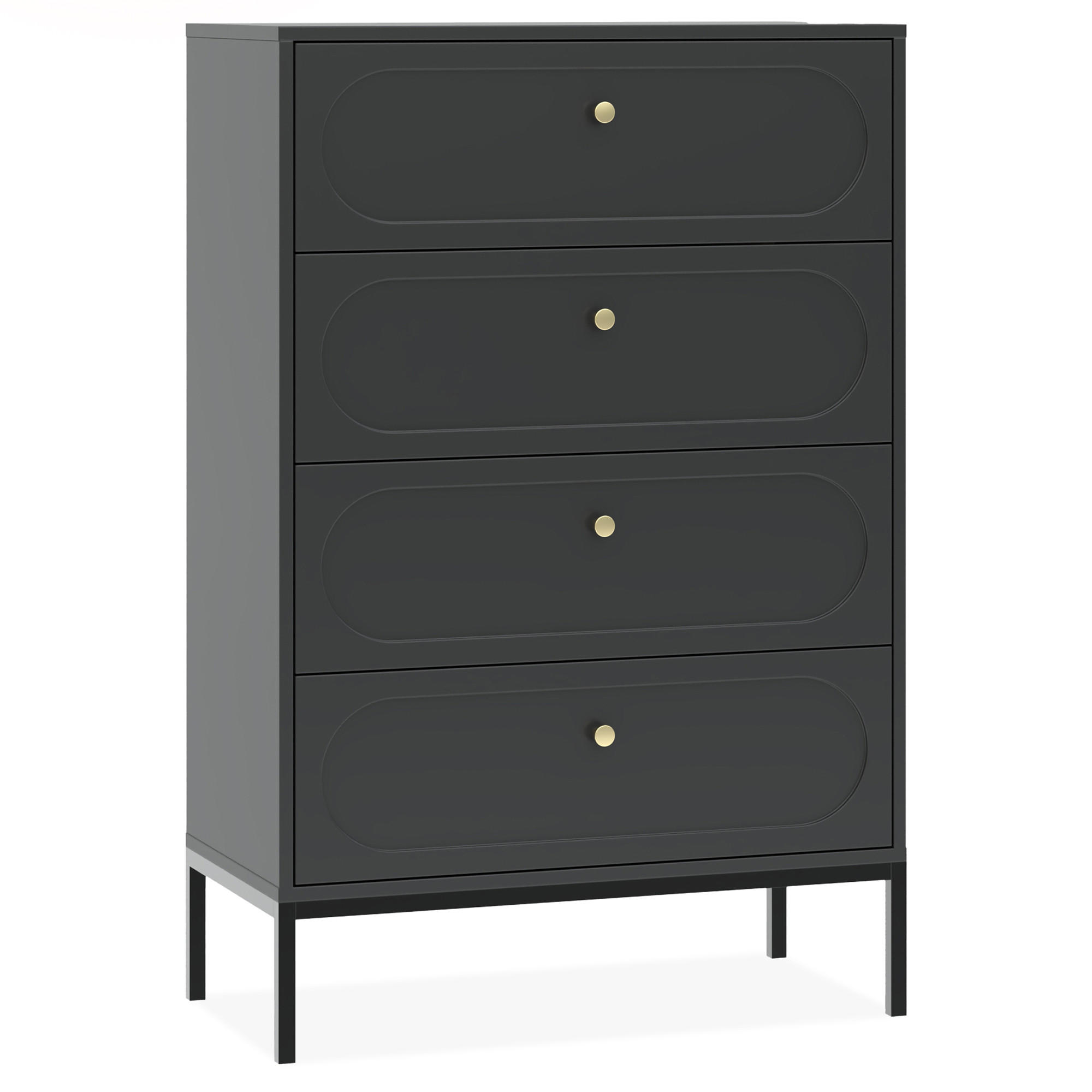 KOMMODE TILA, Schwarz - Schwarz, Holzwerkstoff (75.9/115.5/40cm) - KONSIMO®