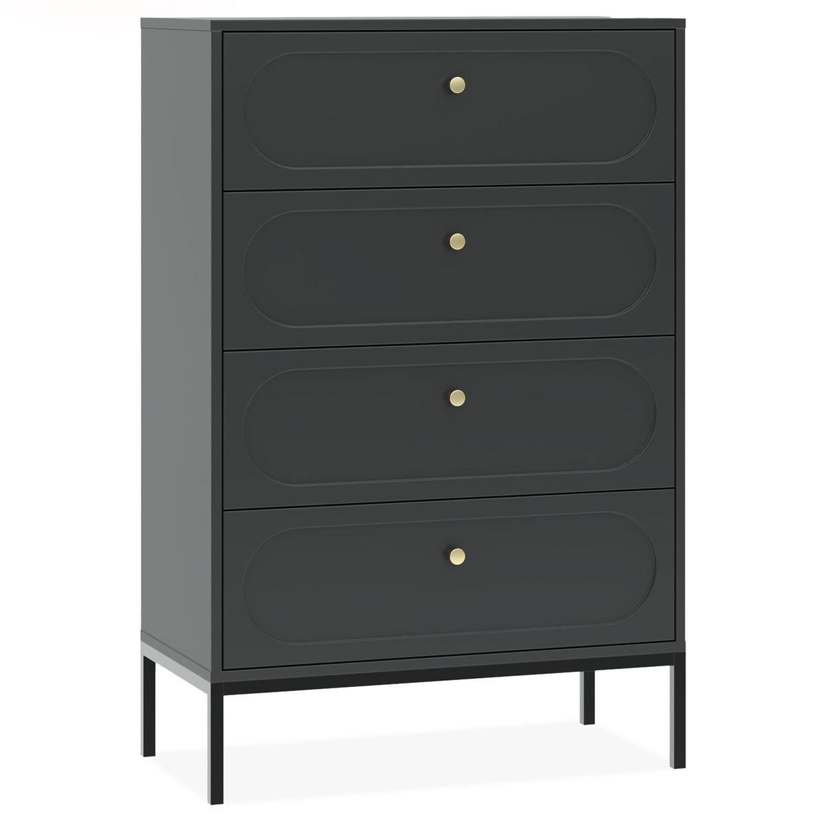 KOMMODE TILA, Schwarz - Schwarz, Holzwerkstoff (75.9/115.5/40cm) - KONSIMO®
