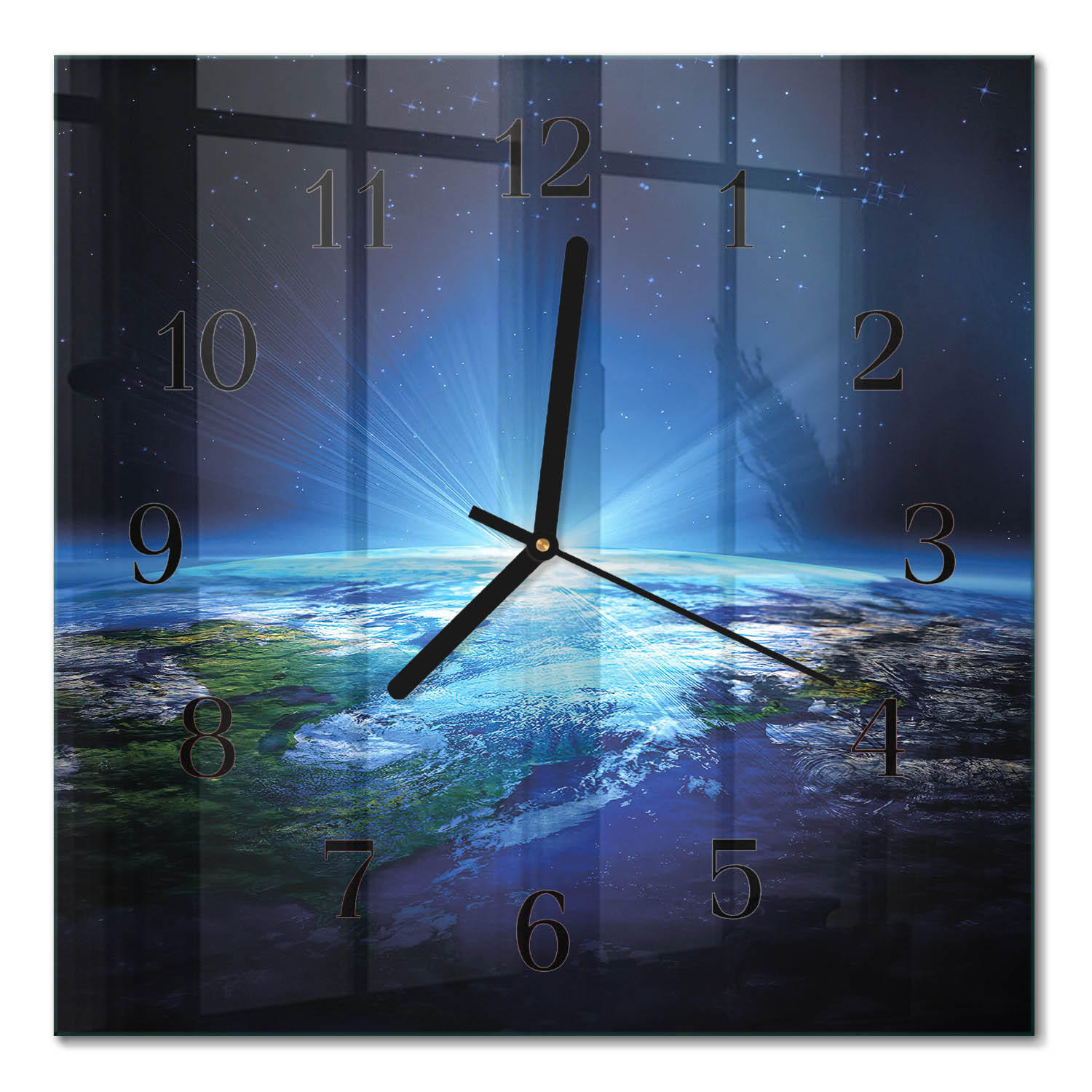 WANDUHR 30x30 cm - Das Universum der Erde - Blau, Glas (30/30/0.4cm) - TULUP