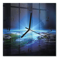 WANDUHR 30x30 cm - Das Universum der Erde - Blau, Glas (30/30/0.4cm) - TULUP