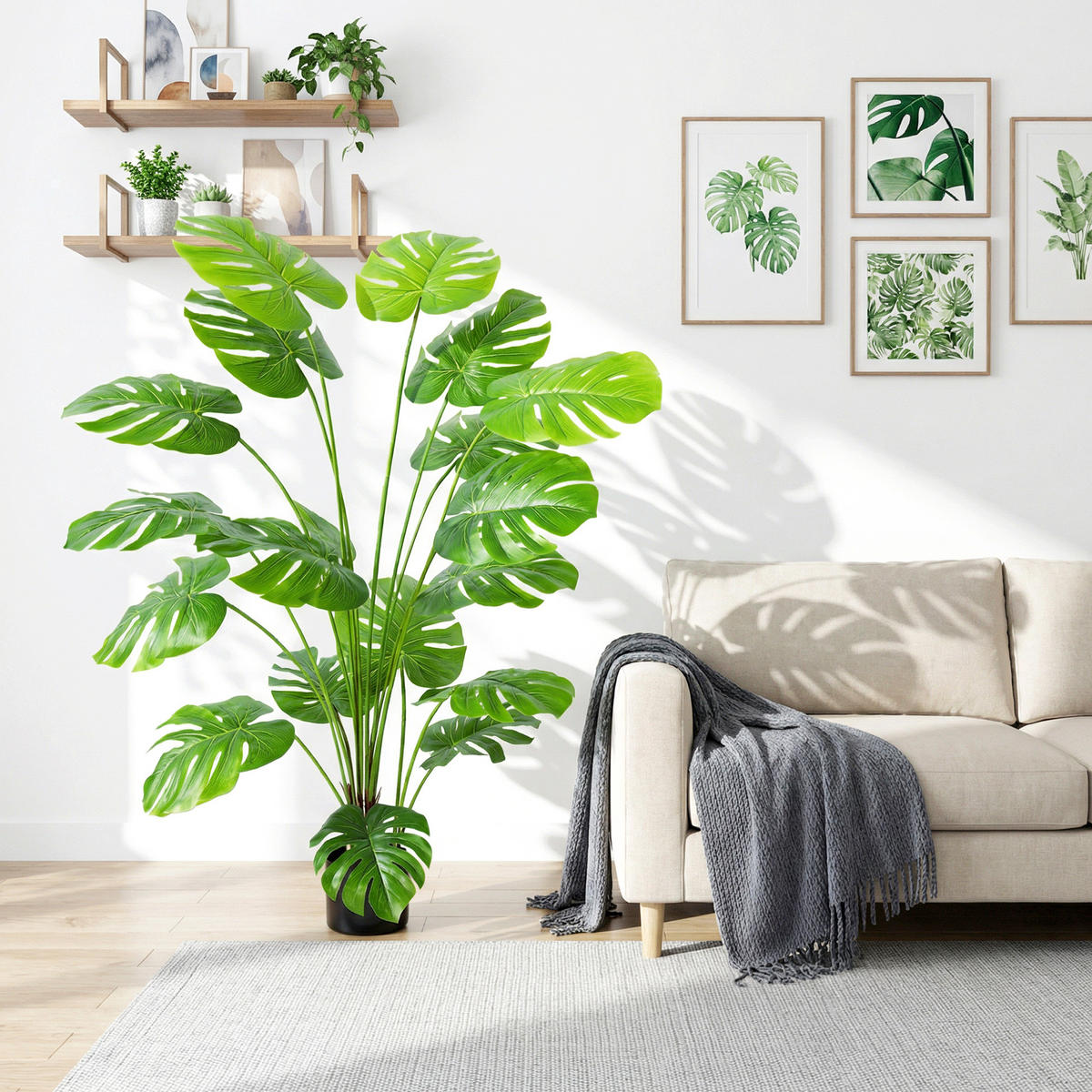 KUNSTPFLANZE DE-16649 150 cm, Monstera deliciosa Grün - Grün, Kunststoff (150cm) - ComfortXL