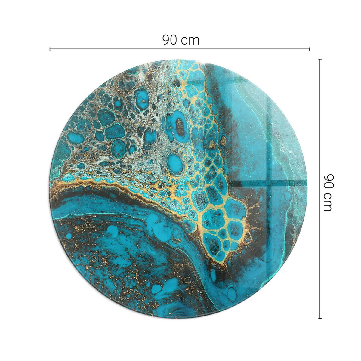 GLASPLATTE für Kamin Ø 90 cm - Türkis, Glas (90/90/0.4cm) - TULUP