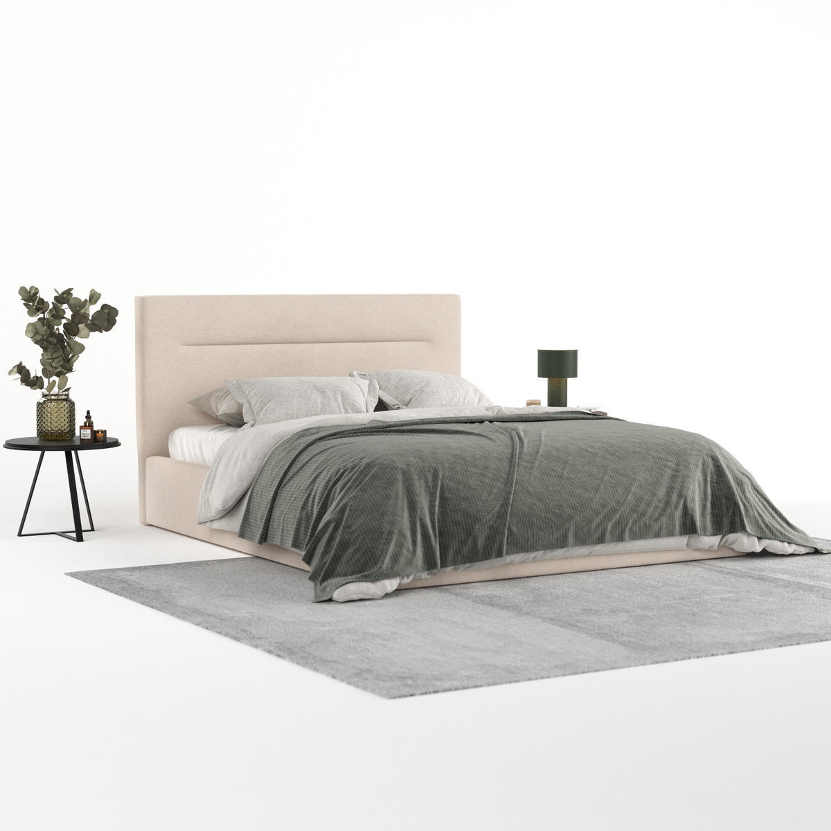 POLSTERBETT Liline 160/200 cm Beige im Asti Stoff - Beige/Schwarz, Holz/Holzwerkstoff (160/200cm) - AltaBeds