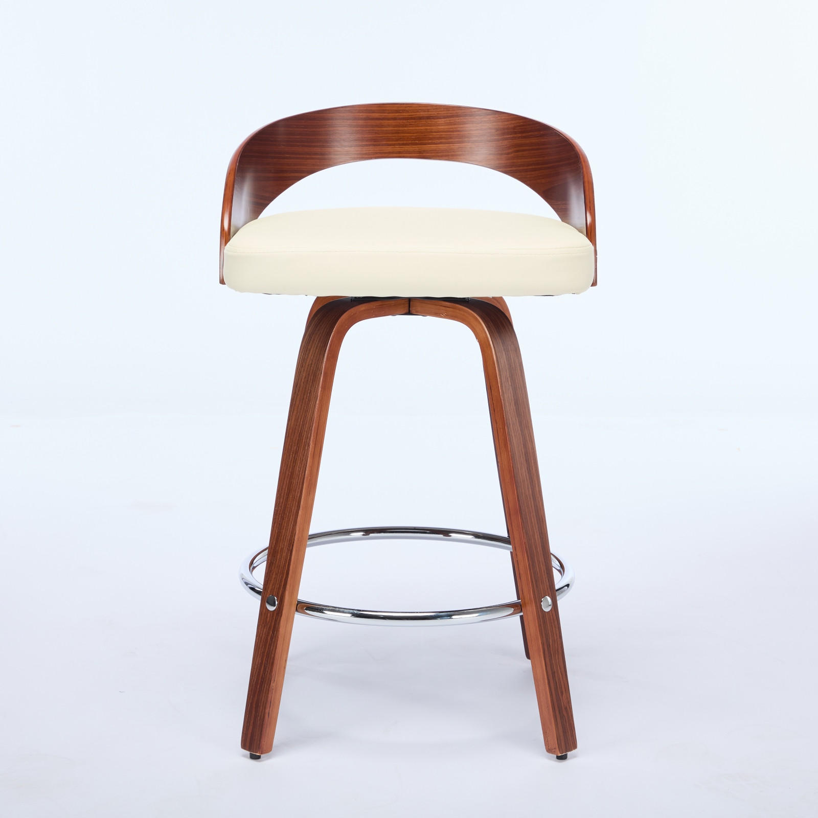 BARHOCKER 2er-Set Beige mit Rückenlehne und 360° Drehfunktion - Beige, Leder (48/77.5/46.5cm) - PANGIVO