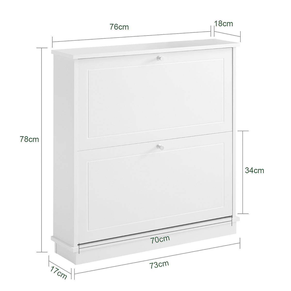 SCHUHSCHRANK Weiß - Weiß, Holzwerkstoff (76/78/18cm) - SoBuy