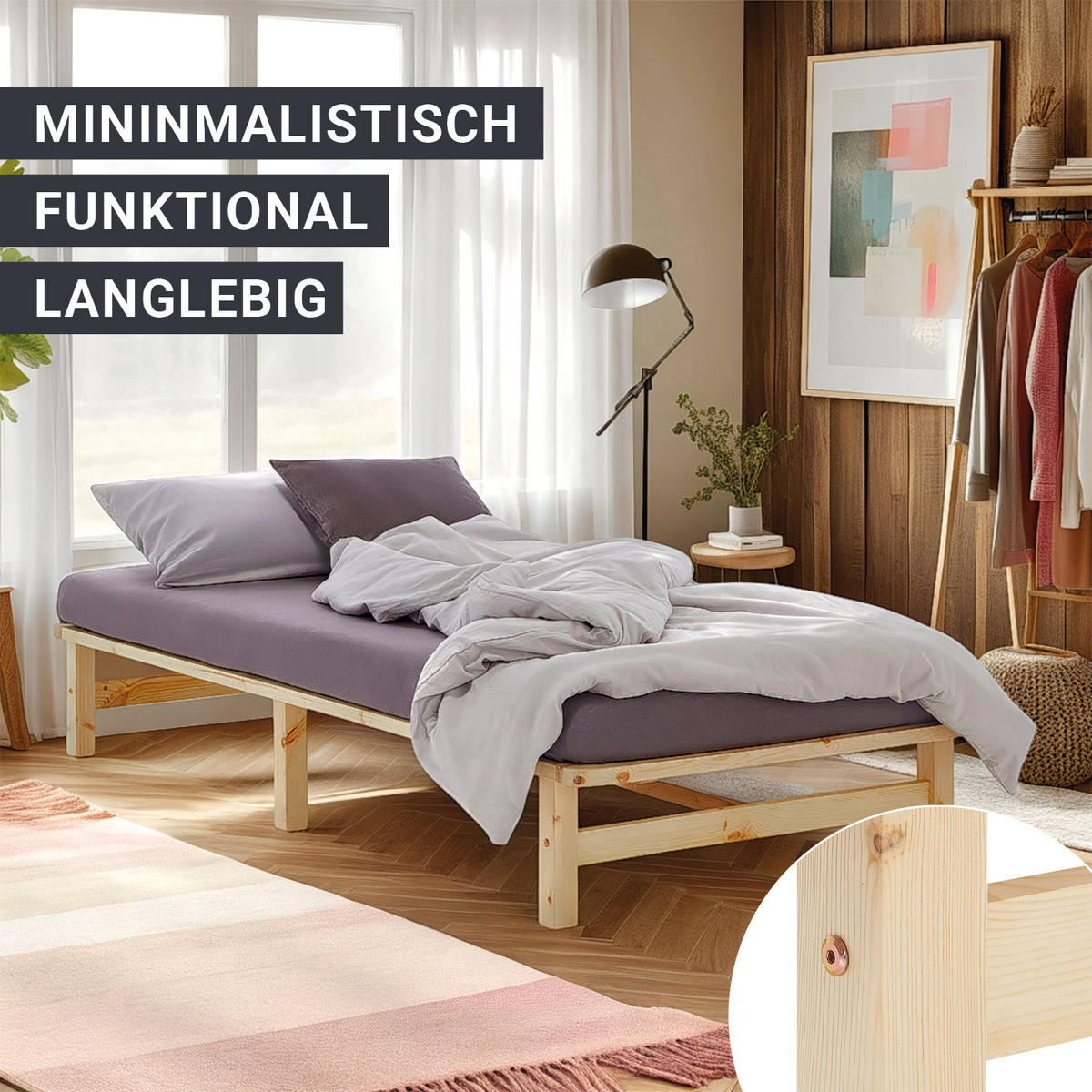 HOLZBETT Palettenbett 90/200 cm natur - Braun, Holz (90/200cm) - Homestyle4u