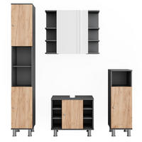 BADMÖBEL-SET Fynn Anthrazit/Goldkraft Eiche 4 Teile - Honigeiche/Anthrazit, Holzwerkstoff (60/54/32cm) - Vicco